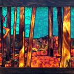 Forest for the Trees stained glass panel by Anne Thornton